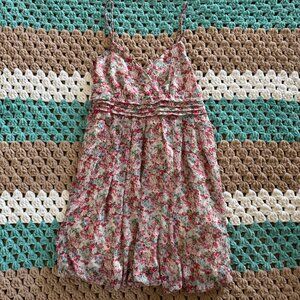 My MO Pink Floral Sheer Sun Bubble Hem Dress Womans sz Medium